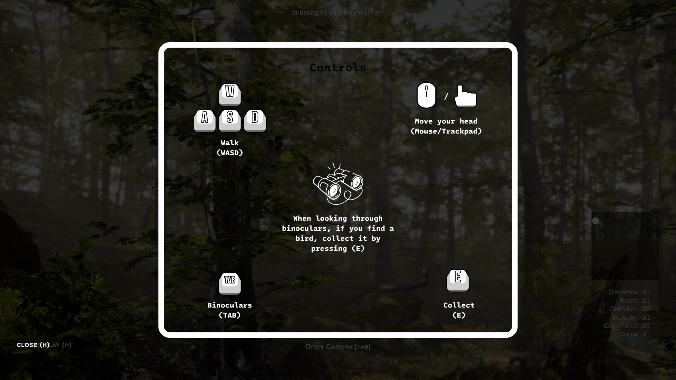 In-game controls overlay